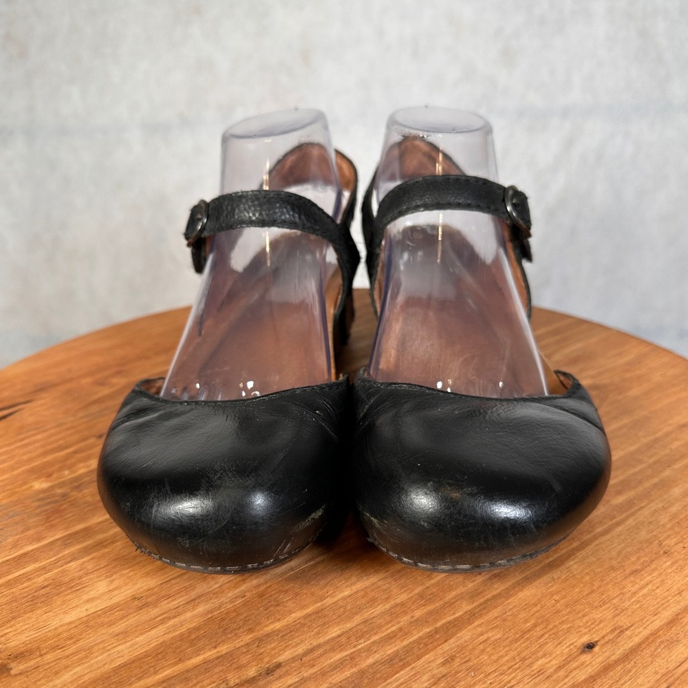 Dansko Mary Jane Clogs Womens 39 Black Good Leather Wedge Buckle Strap 0746 - Picture 2 of 14
